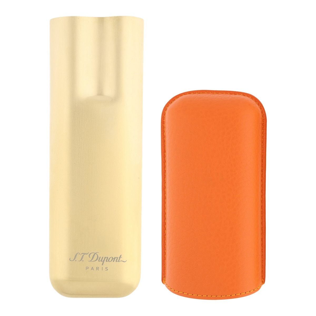 Étui à cigares S.T. Dupont - double orange (base dorée) — vue de trois quarts