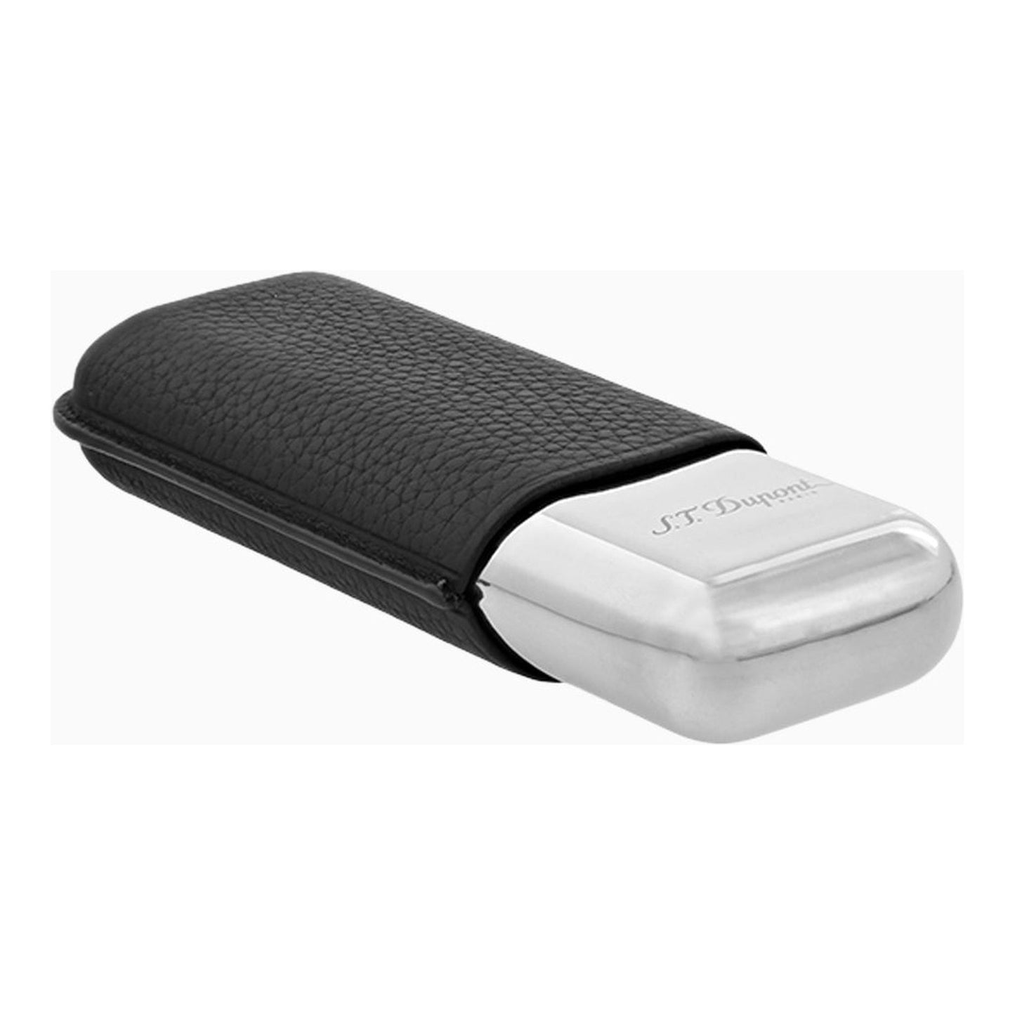 S.T. Dupont Cigar Case - Double Noir (Chrome Base) — angle view