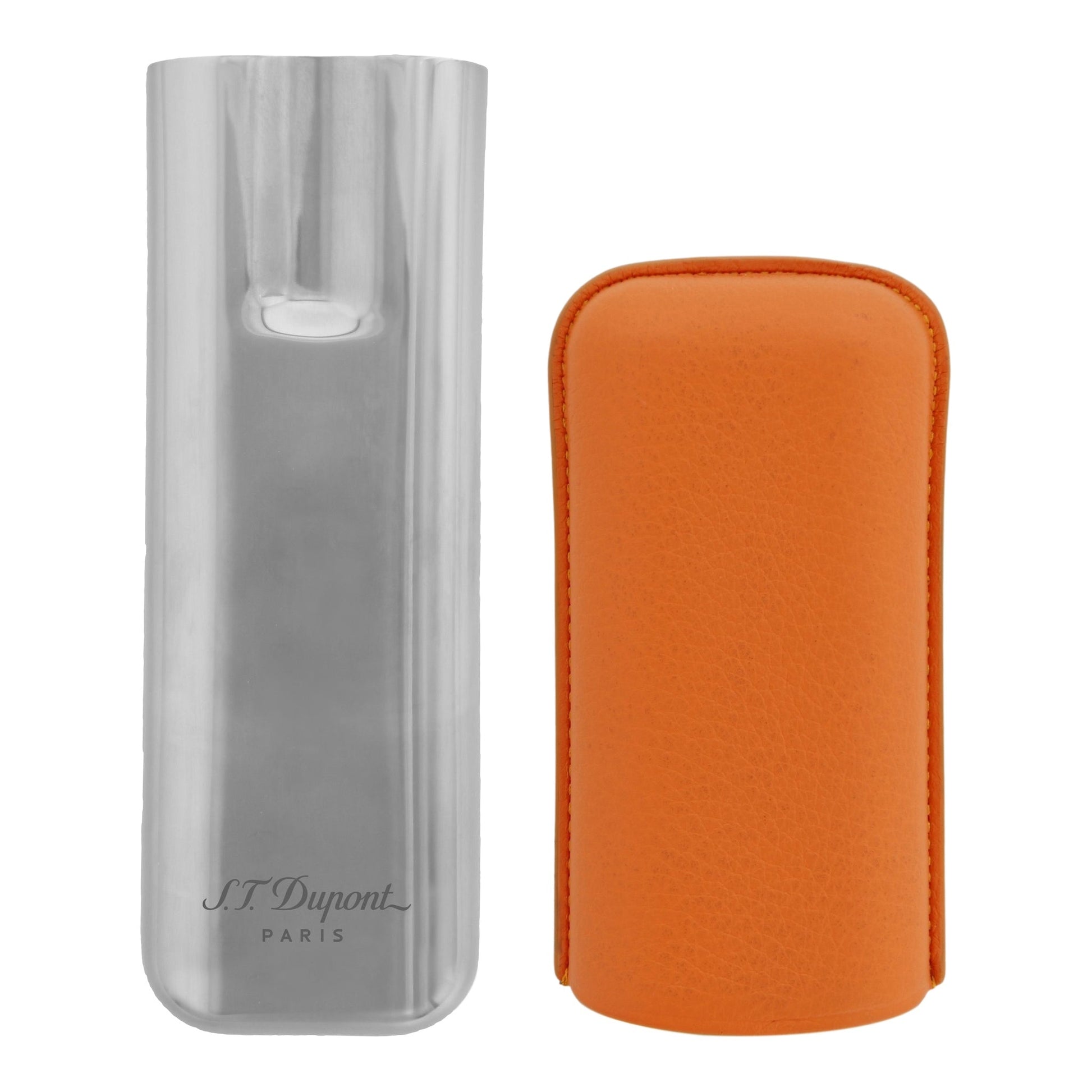 S.T. Dupont Cigar Case - Double Orange (Chrome Base) — alternate view