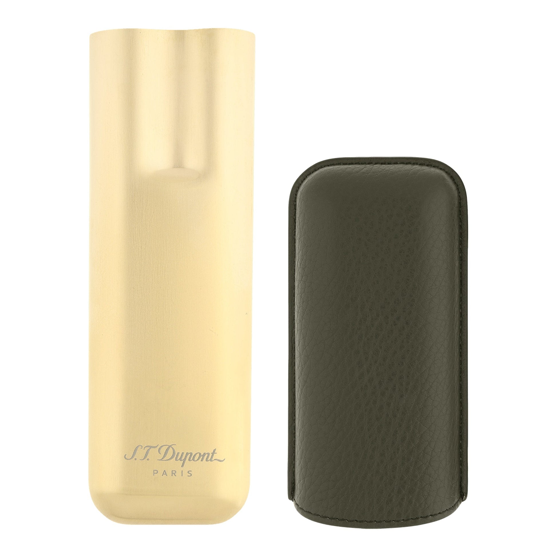 S.T. Dupont Cigar Case - Double Kaki — angle view