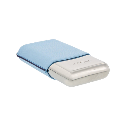 S.T. Dupont Cigar Case 3 Cg Case Turquoise Grained Chrome — detail view