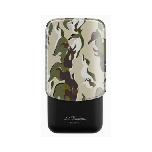 CIGAR CASE - 3 CIGAR CASE LEATHER CASE CAMO KHAKI