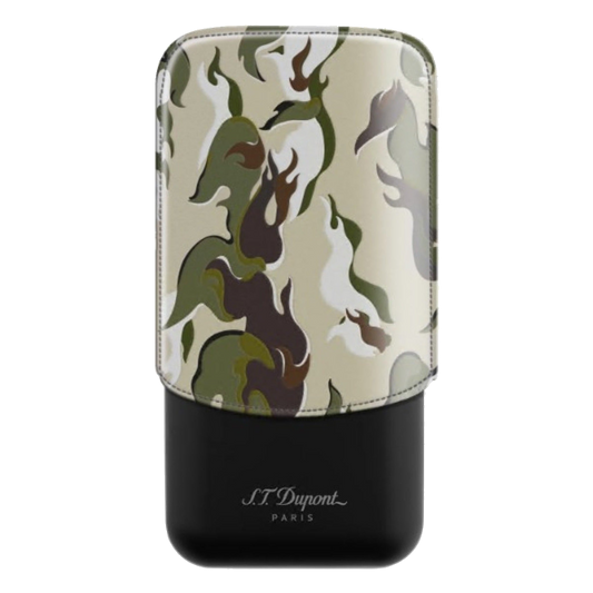 Étui à cigares S.T. Dupont - étui en cuir 3 cigares camouflage kaki