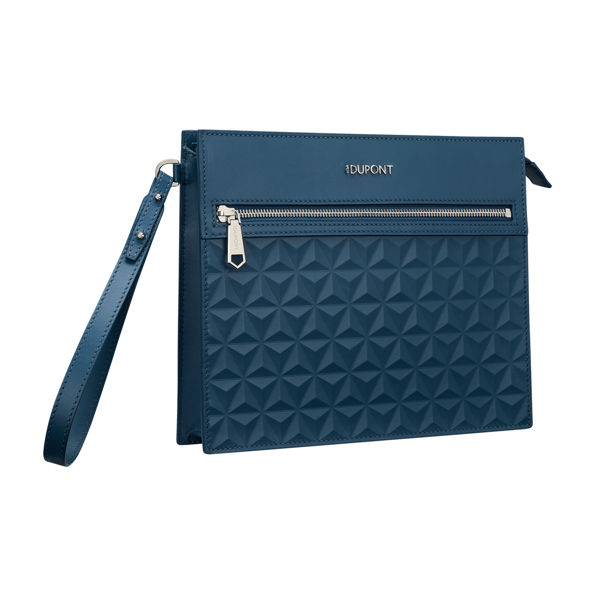 Pochette S.T. Dupont moyenne bleu denim — vue de trois quarts