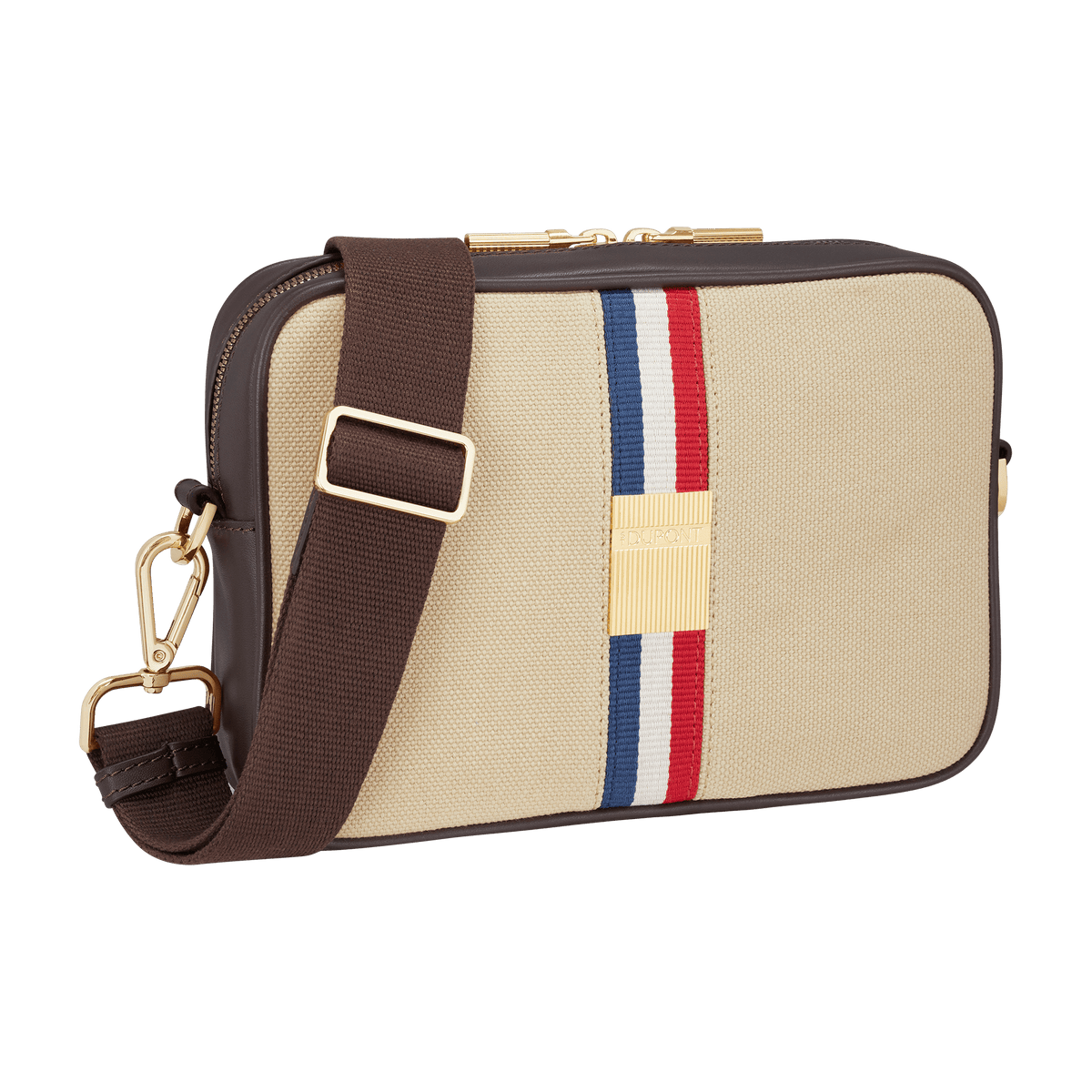 Sac bandoulière S.T. Dupont beige — vue de trois quarts