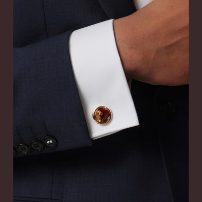 DAVIDOFF Venice Cufflinks Rose-Gold Brown