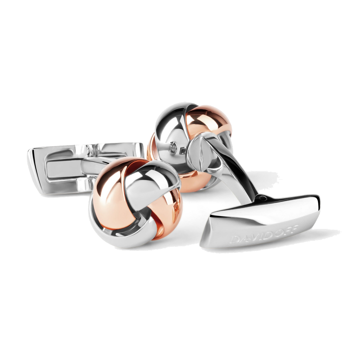 DAVIDOFF Essentials Cufflinks Knot Silver Rose-Gold — view 1
