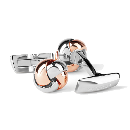 DAVIDOFF Essentials Cufflinks Knot Silver Rose-Gold — view 1