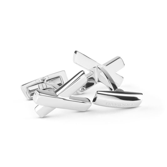 DAVIDOFF Essentials Cufflinks Hyphen Cross Silver — view 1