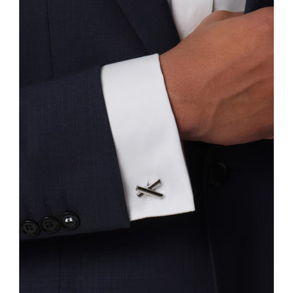 DAVIDOFF Essentials Cufflinks Hyphen Cross Silver — view 4