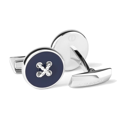 Essentials - boutons de manchette bouton argent et bleu