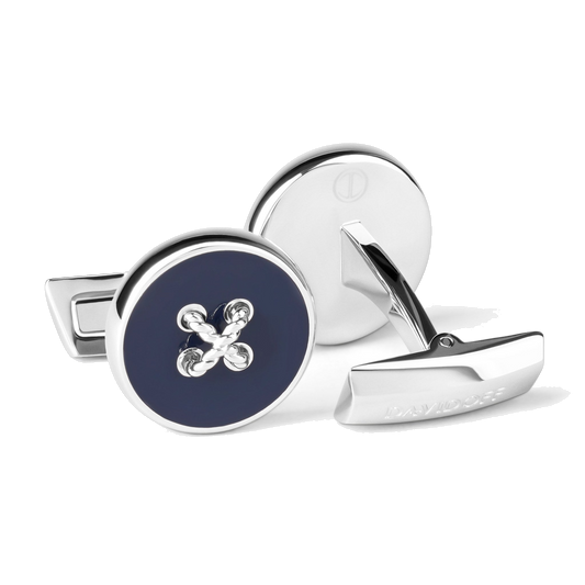 Essentials - Cufflinks Button Silver Blue