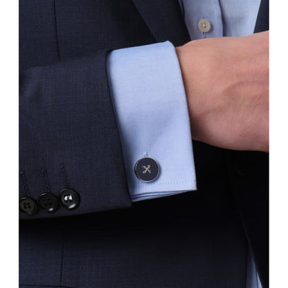 Essentials - boutons de manchette bouton argent et bleu