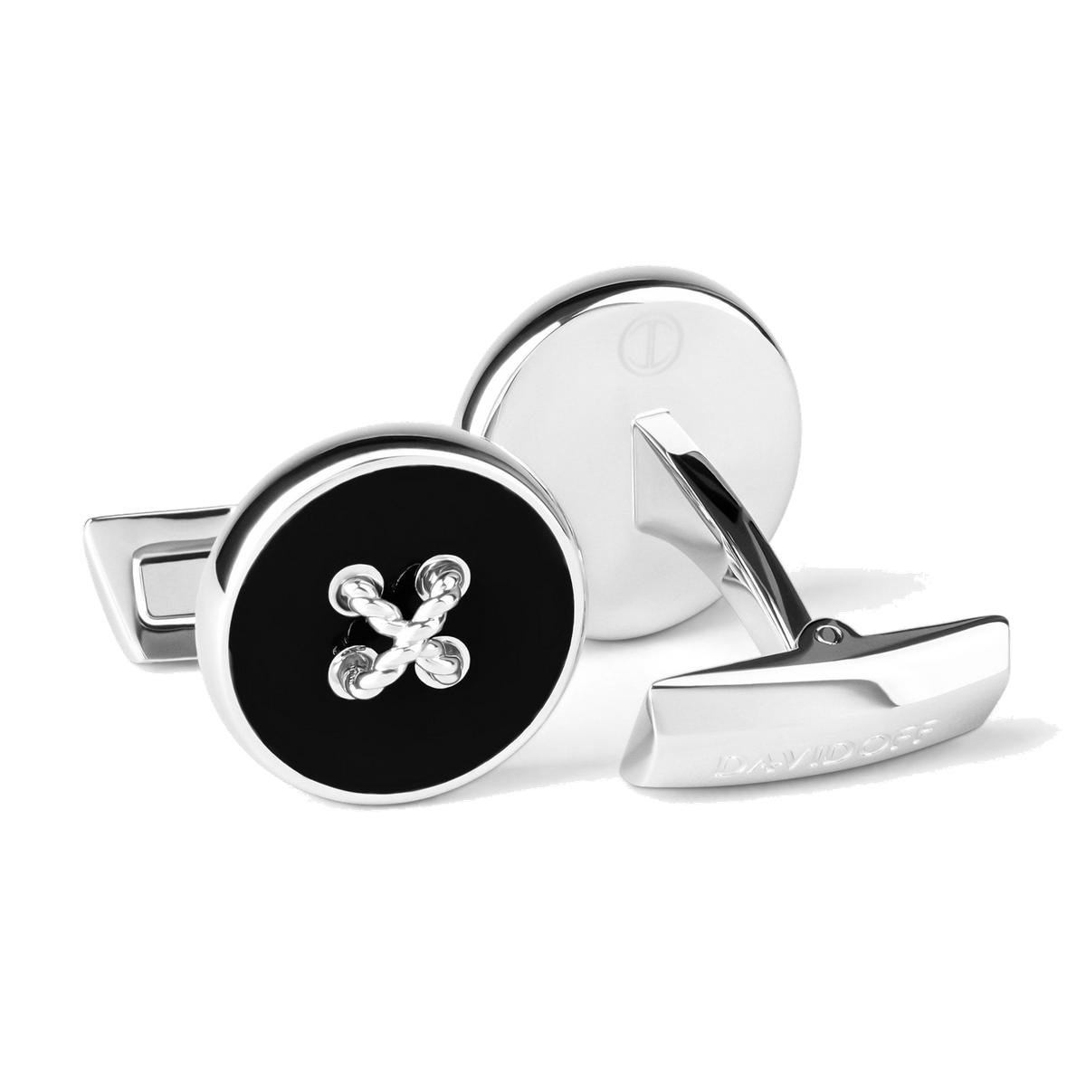 Essentials - boutons de manchette bouton argent et noir