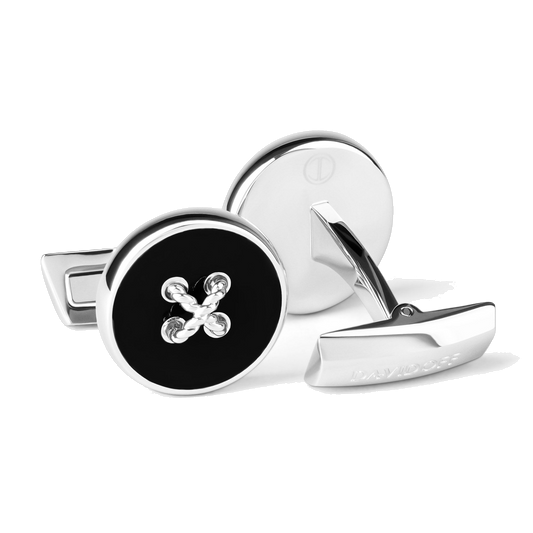 Essentials - Cufflinks Button Silver Black