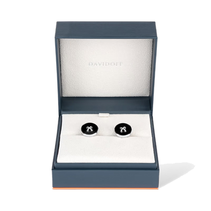 Essentials - boutons de manchette bouton argent et noir