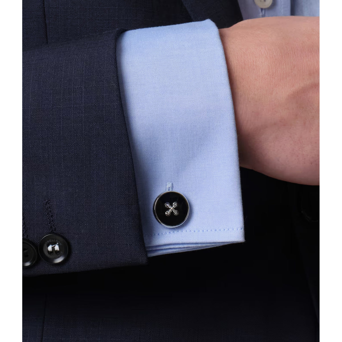 Essentials - boutons de manchette bouton argent et noir