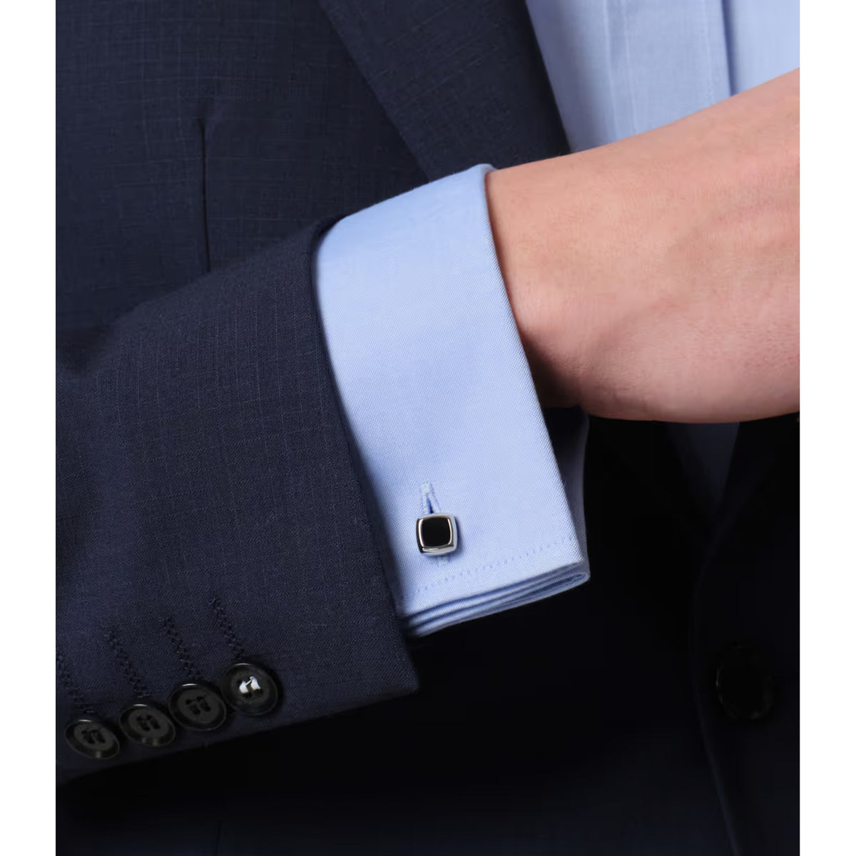 Essentials - Cufflinks Mini Square Silver Black
