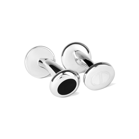Essentials - Cufflinks Mini Round Silver Black