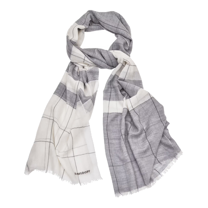 DAVIDOFF PARIS Scarf Check Pattern Grey - drape