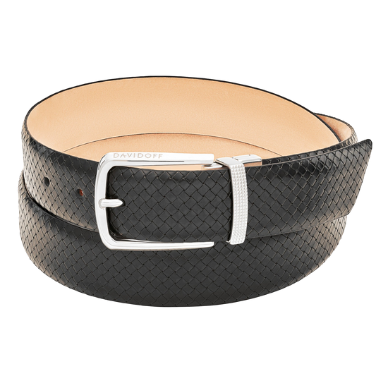 Ceinture DAVIDOFF PARIS tressée noire
