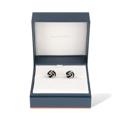 Essentials - boutons de manchette nœud argent et noir