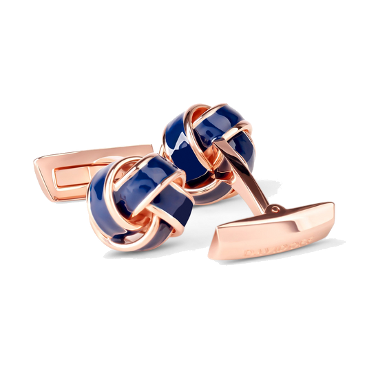 Essentials - Cufflinks Knot Rose Gold Blue