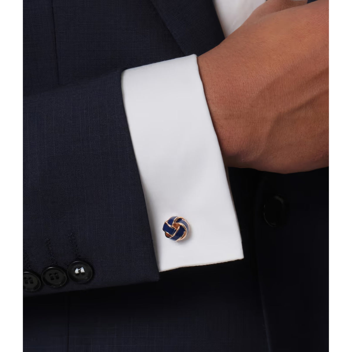 Essentials - Cufflinks Knot Rose Gold Blue