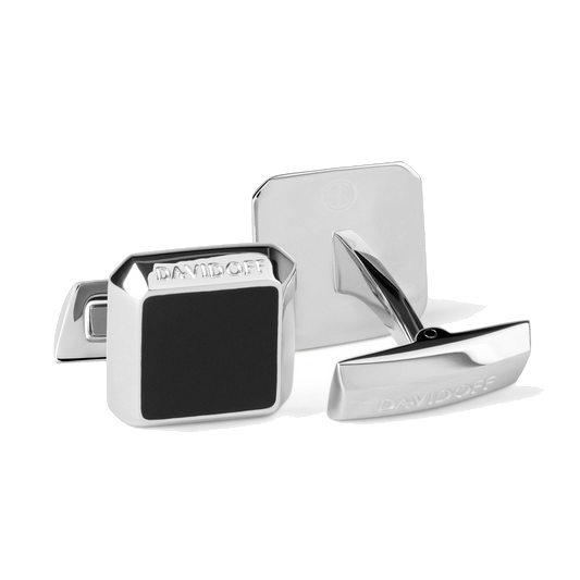 Essentials - Cufflinks Barrel Silver Black