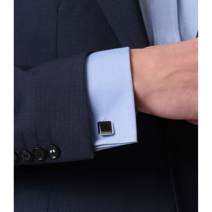 Essentials - boutons de manchette barillet argent et noir