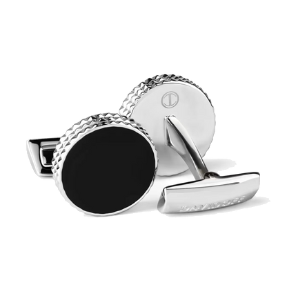 DAVIDOFF PARIS Cufflinks Round Silver Black