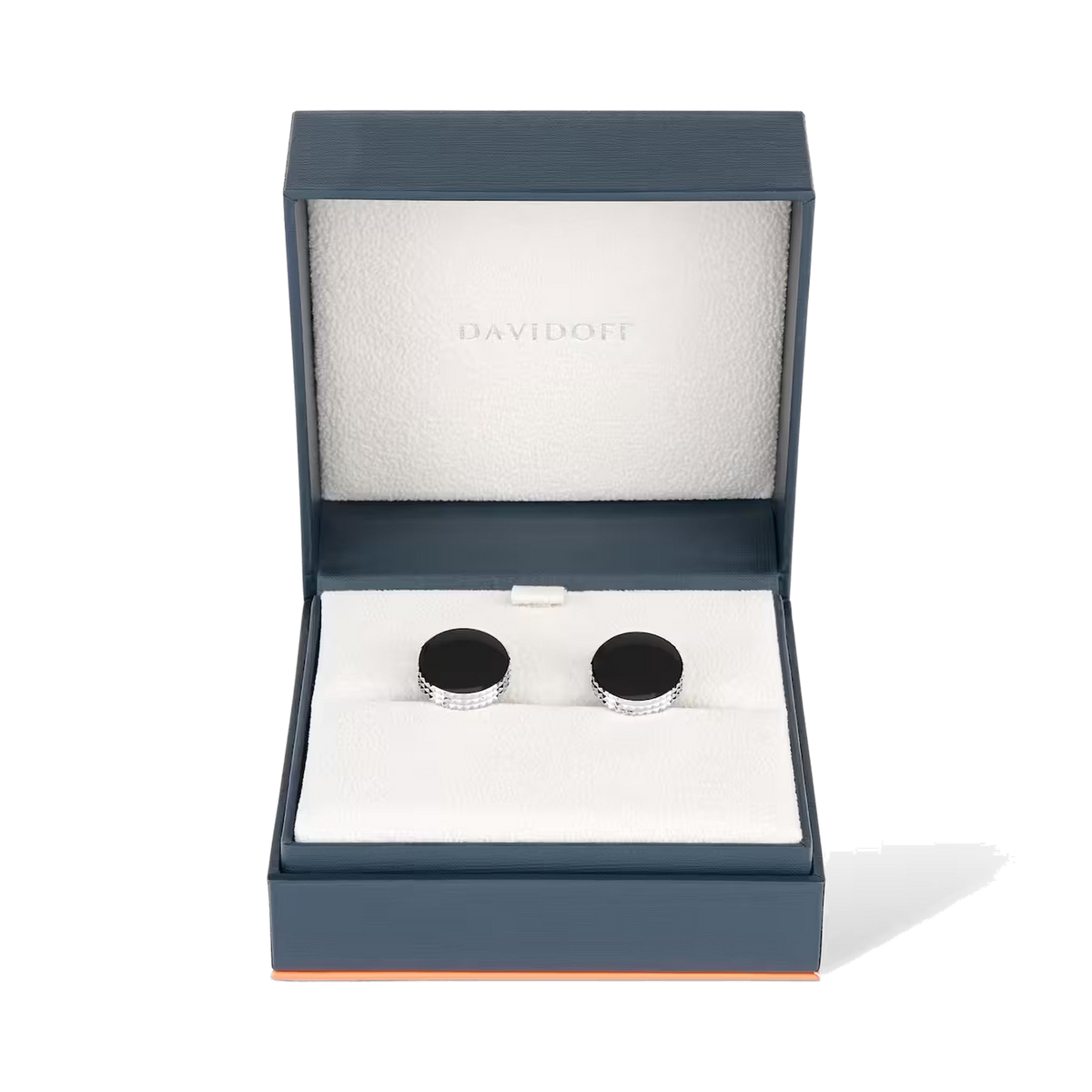 DAVIDOFF PARIS Cufflinks Round Silver Black - detail