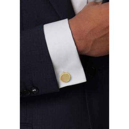 DAVIDOFF PARIS Cufflinks Round Light-Gold - back