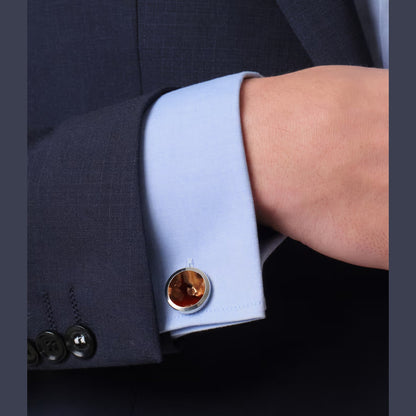 DAVIDOFF Venice Cufflinks Silver Brown