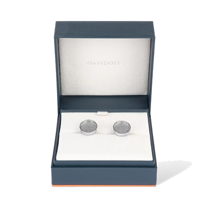 Boutons de manchette DAVIDOFF PARIS ronds argent - détail