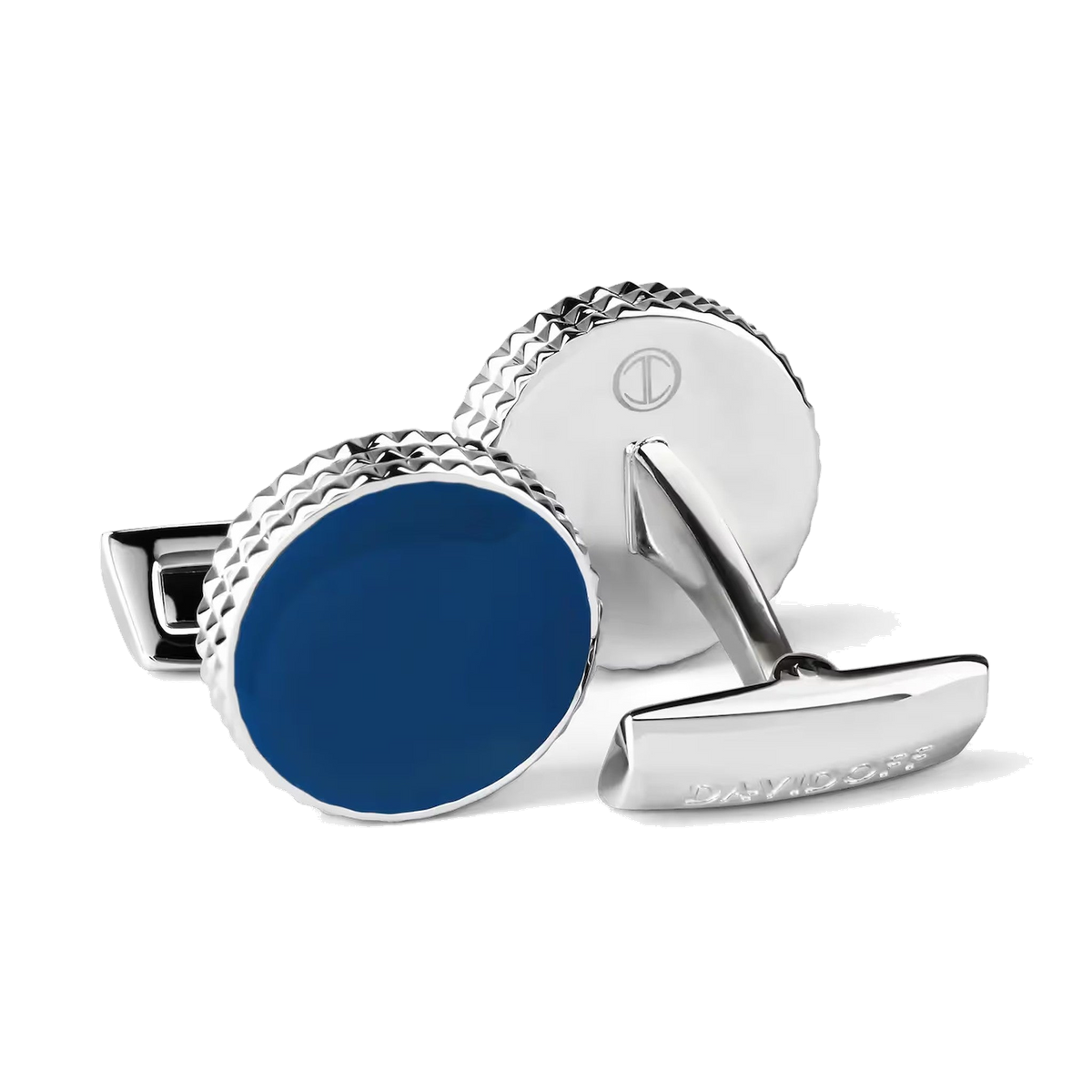 DAVIDOFF PARIS Cufflinks Round Silver Blue