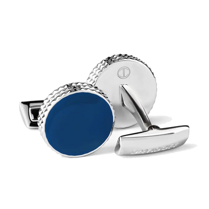 DAVIDOFF PARIS Cufflinks Round Silver Blue