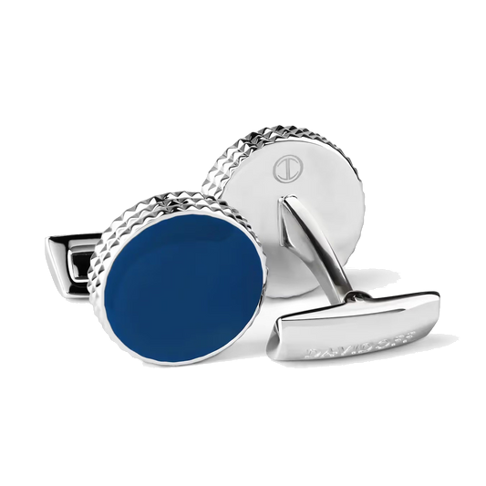 Boutons de manchette DAVIDOFF PARIS ronds argent bleus