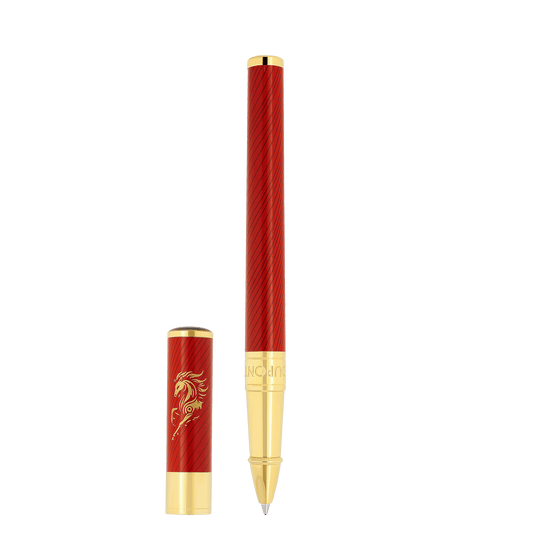 S.T. Dupont INITIAL - ROLLERBALL PEN CHINESE NEW YEAR HORSE RED — official product image