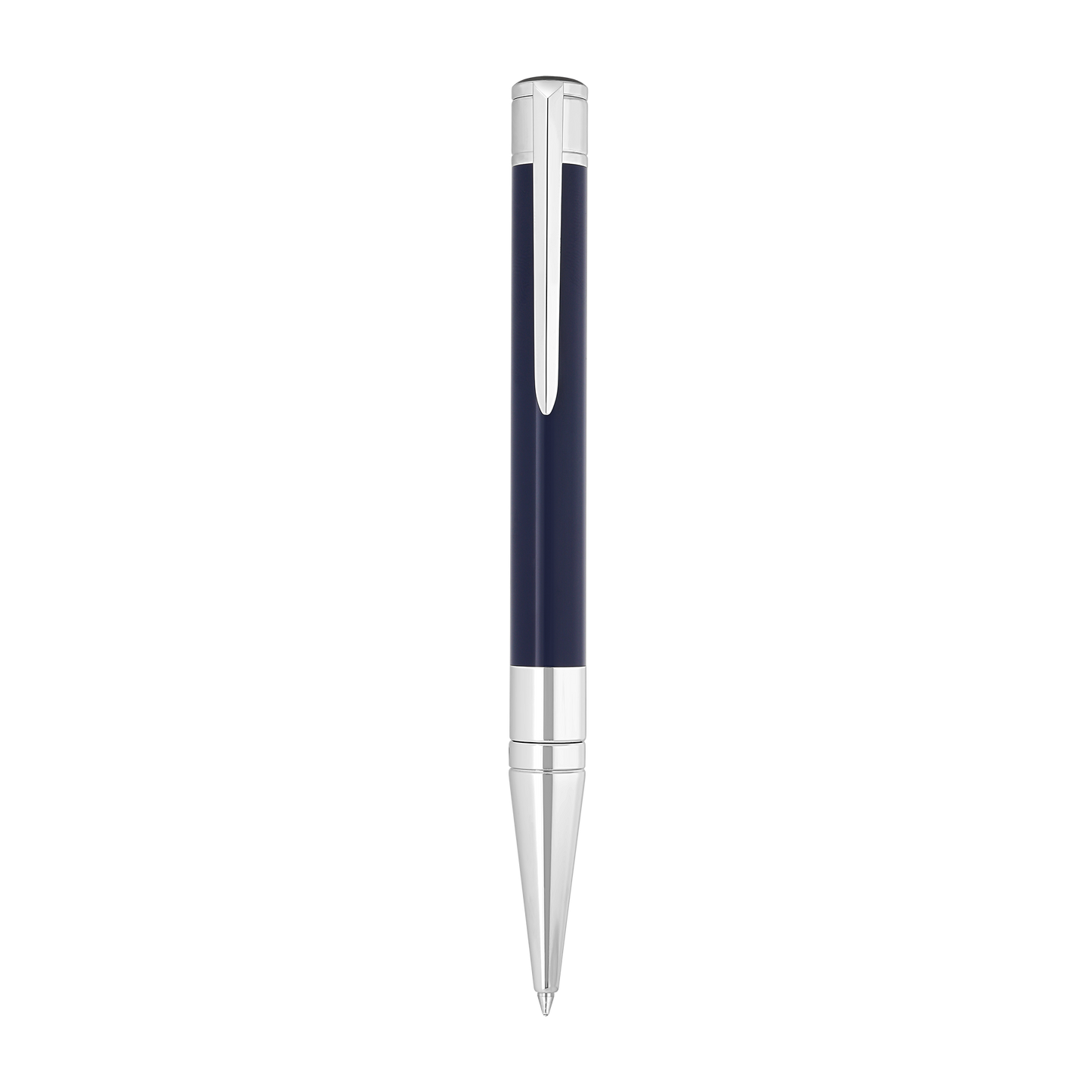 S.T. Dupont Initial Ballpoint Pen Blue Lacquer Chrome — angle view
