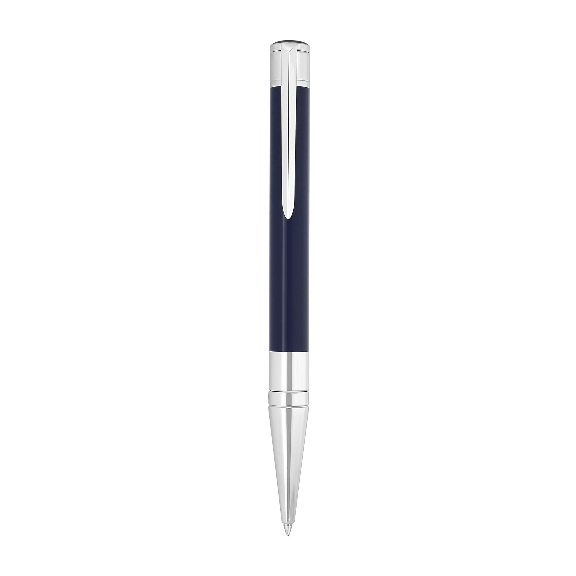 S.T. Dupont Initial Ballpoint Pen Blue Lacquer Chrome — angle view