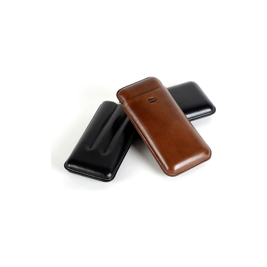 Jemar 497/3 - Classic 3-cigar leather case - Black