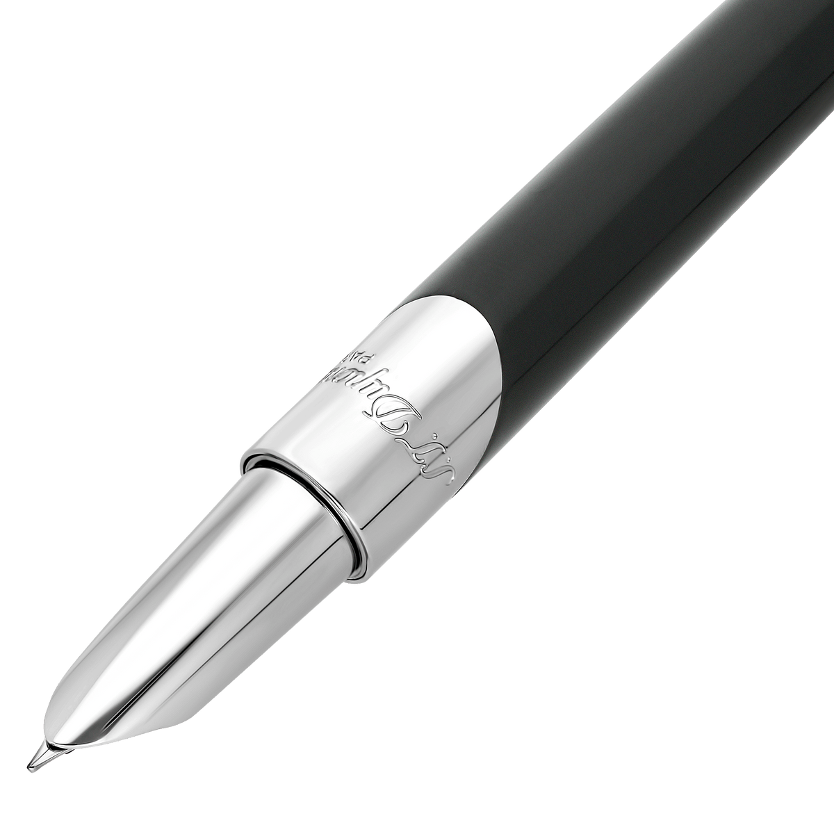 Stylo plume S.T. Dupont brillant argent noir — autre vue