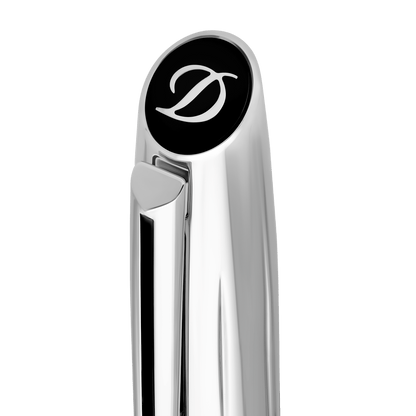 Stylo plume S.T. Dupont brillant argent noir — vue de détail