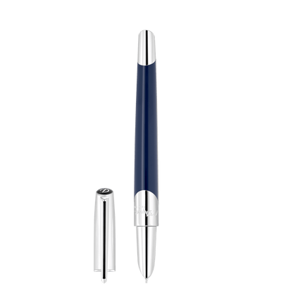 Stylo plume S.T. Dupont argent bleu bleu marine