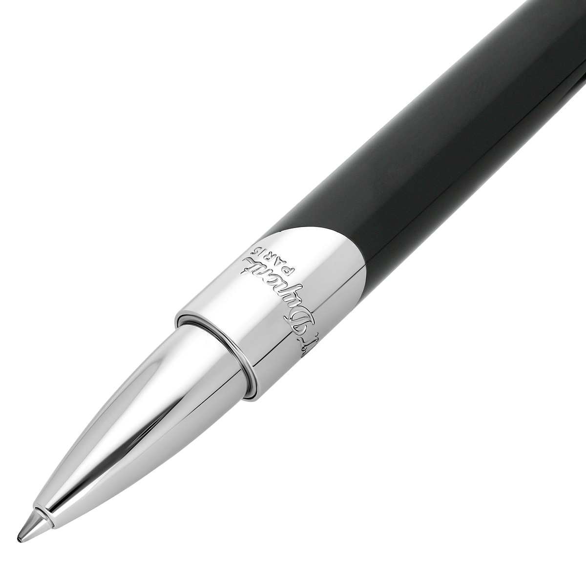 Stylo roller S.T. Dupont brillant argent noir — autre vue