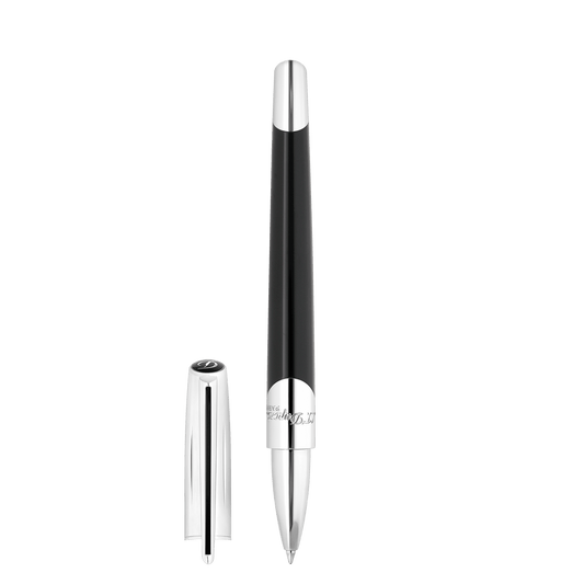 Stylo roller S.T. Dupont brillant argent noir