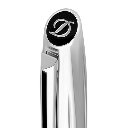 Stylo roller S.T. Dupont brillant argent noir — vue de détail