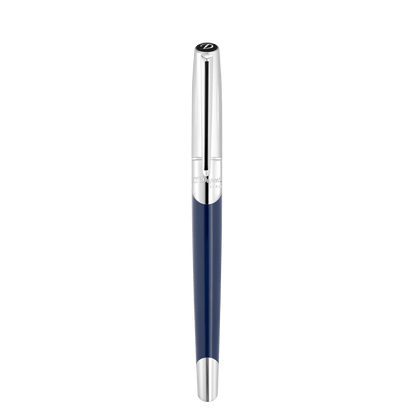 S.T. Dupont Rollerball Pen Silver Blue Navy — angle view