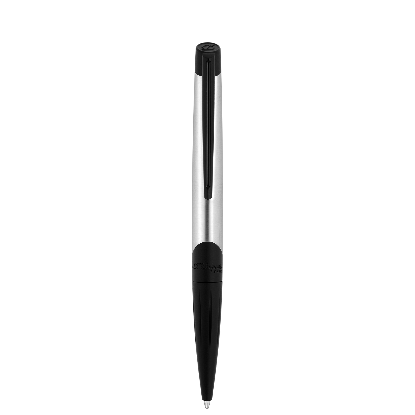S.T. Dupont Defi Millennium Ballpoint Pen Chrome Black — angle view